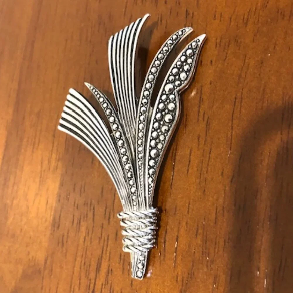 Vintage Silver Tone Germany Brooch Pin.
